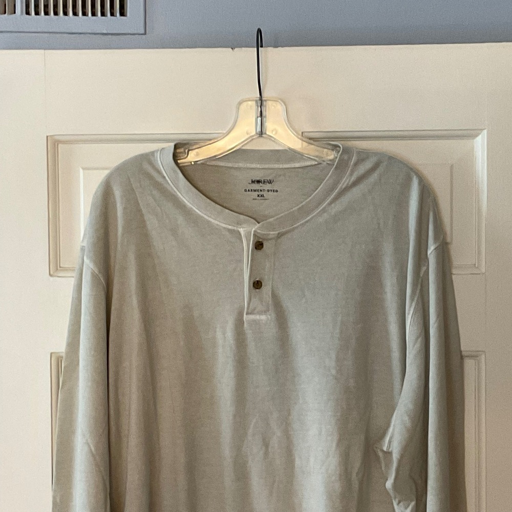 J.Crew Mens Garment-Dyed Long Sleeve Henley Tee Stone Beige CM634 XXL 2XL NWT - Picture 3 of 7